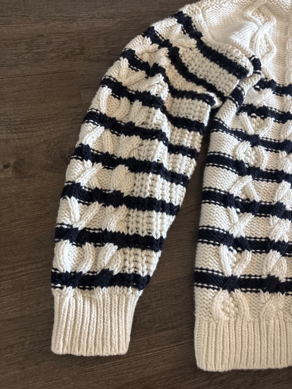 Sezane Sean Cardigan Ecru / Navy - Picture 5 of 7